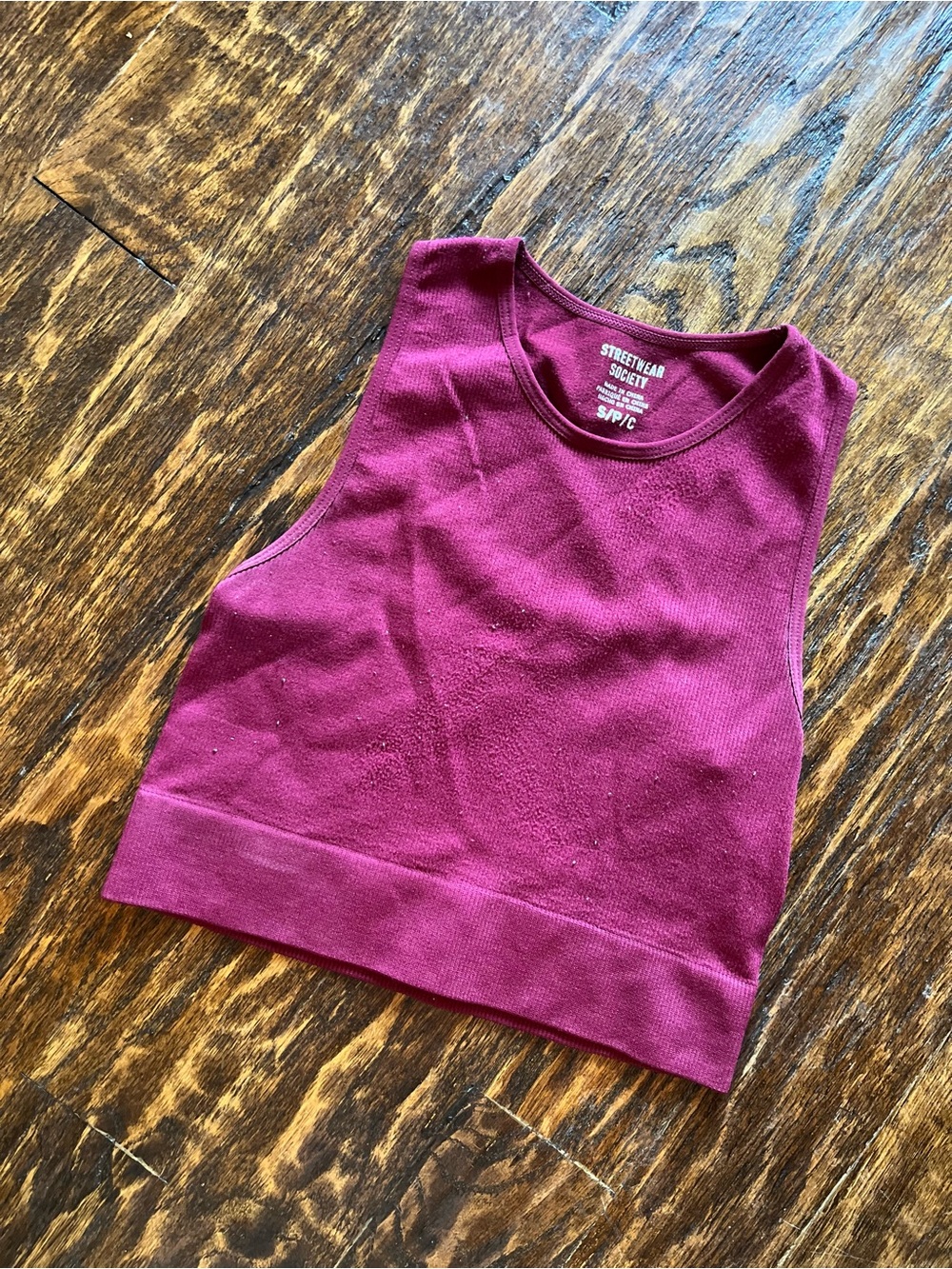 Streetwear Society Maroon Purple Ribbed  Cropped Tank Top Women's Small